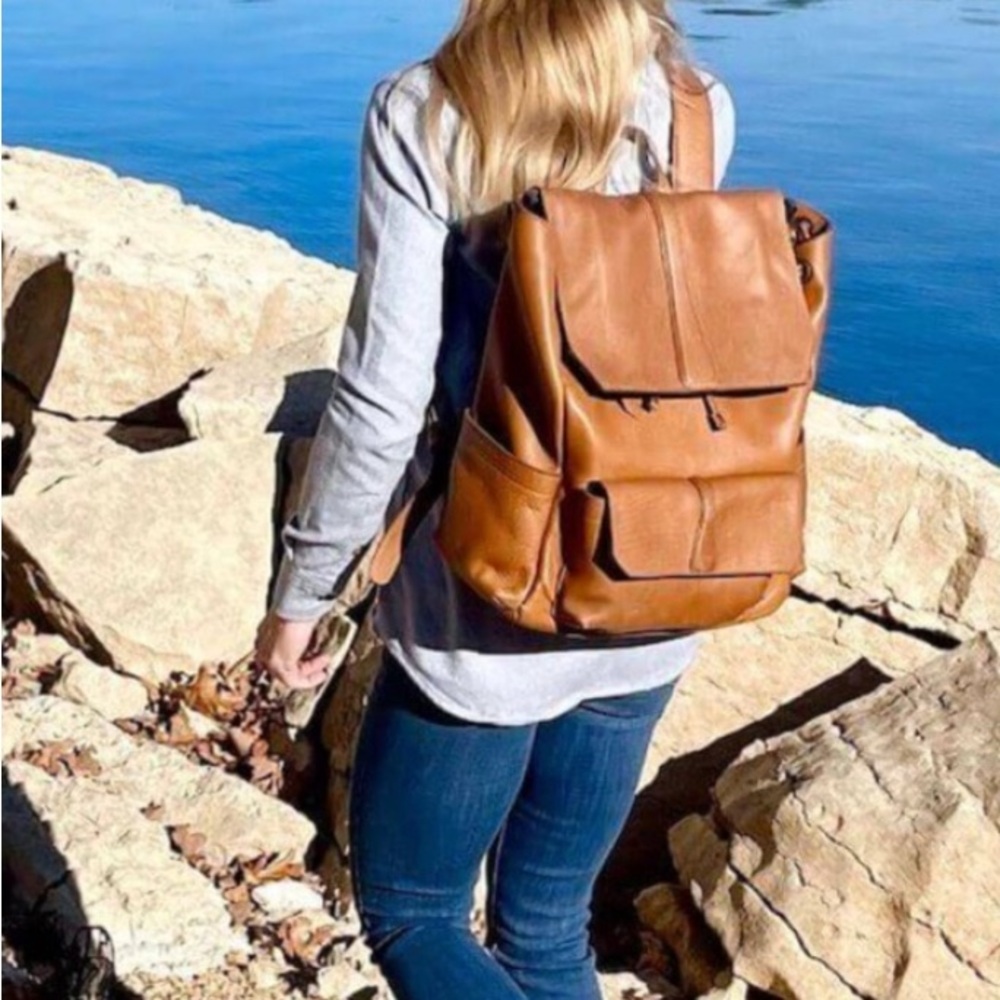 Brown Leather Backpack - image 2